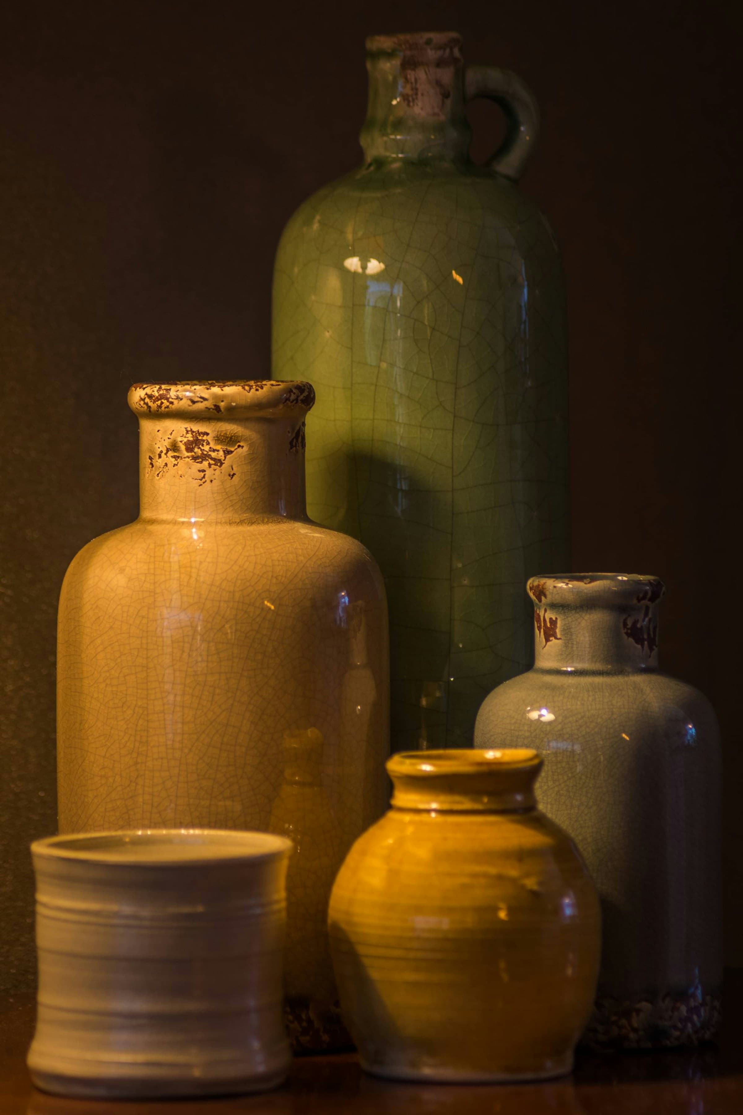 Handmade ceramics still life in soft natural light